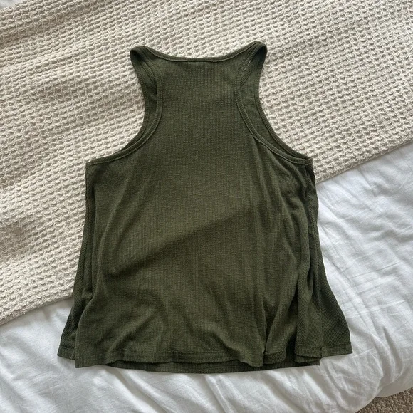 Free People Dark Olive Green Tank Top - Size Medium - Picture 3 of 5